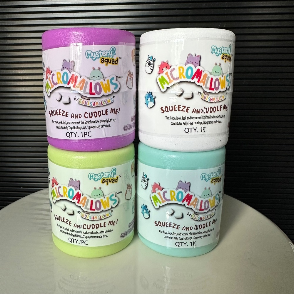 4 NWT Micromallows by Squishmallows Mystery Squad 2.5” capsules